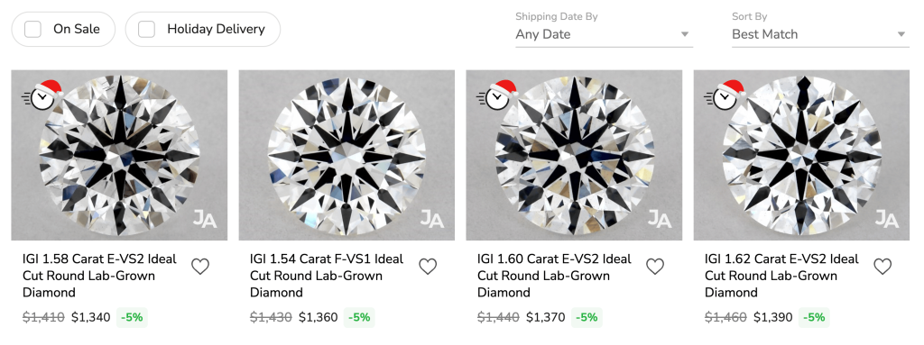 lab-grown IGI diamond on James Allen